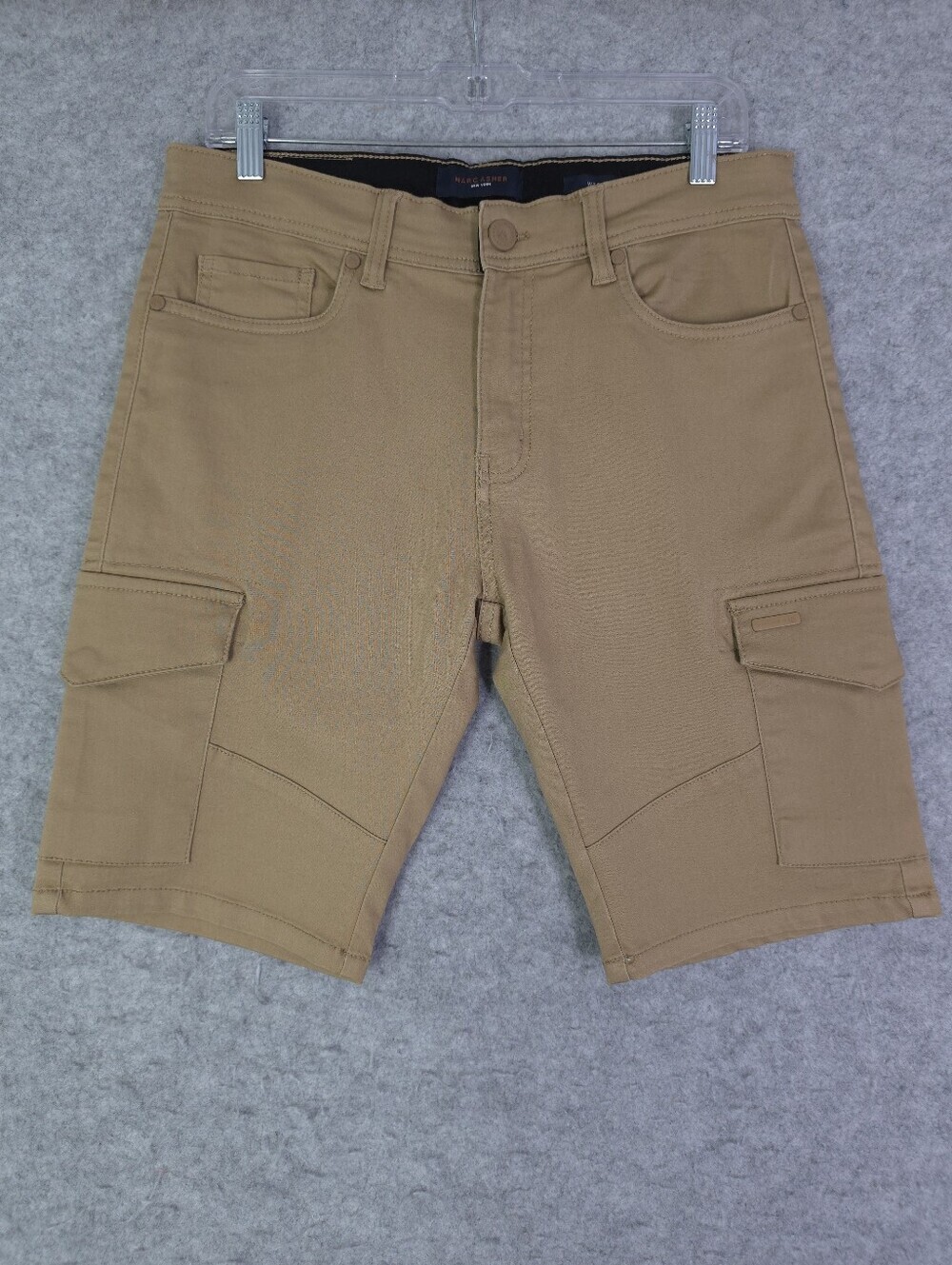 Marc Asher Slim Fit Superior Stretch Casual Cargo Shorts Tan Sz 32